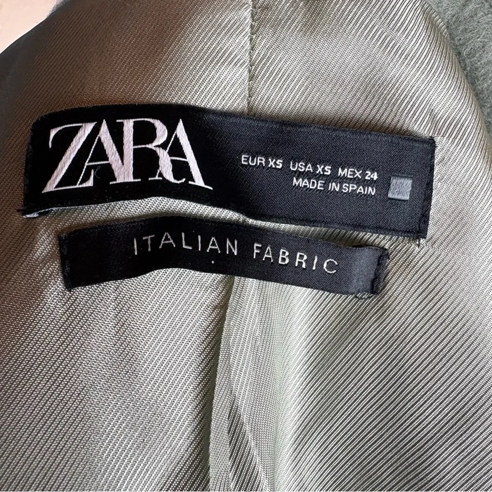 Zara Seafoam Green Wool Alpaca Winter Coat Long Oversized Women’s XS Italian